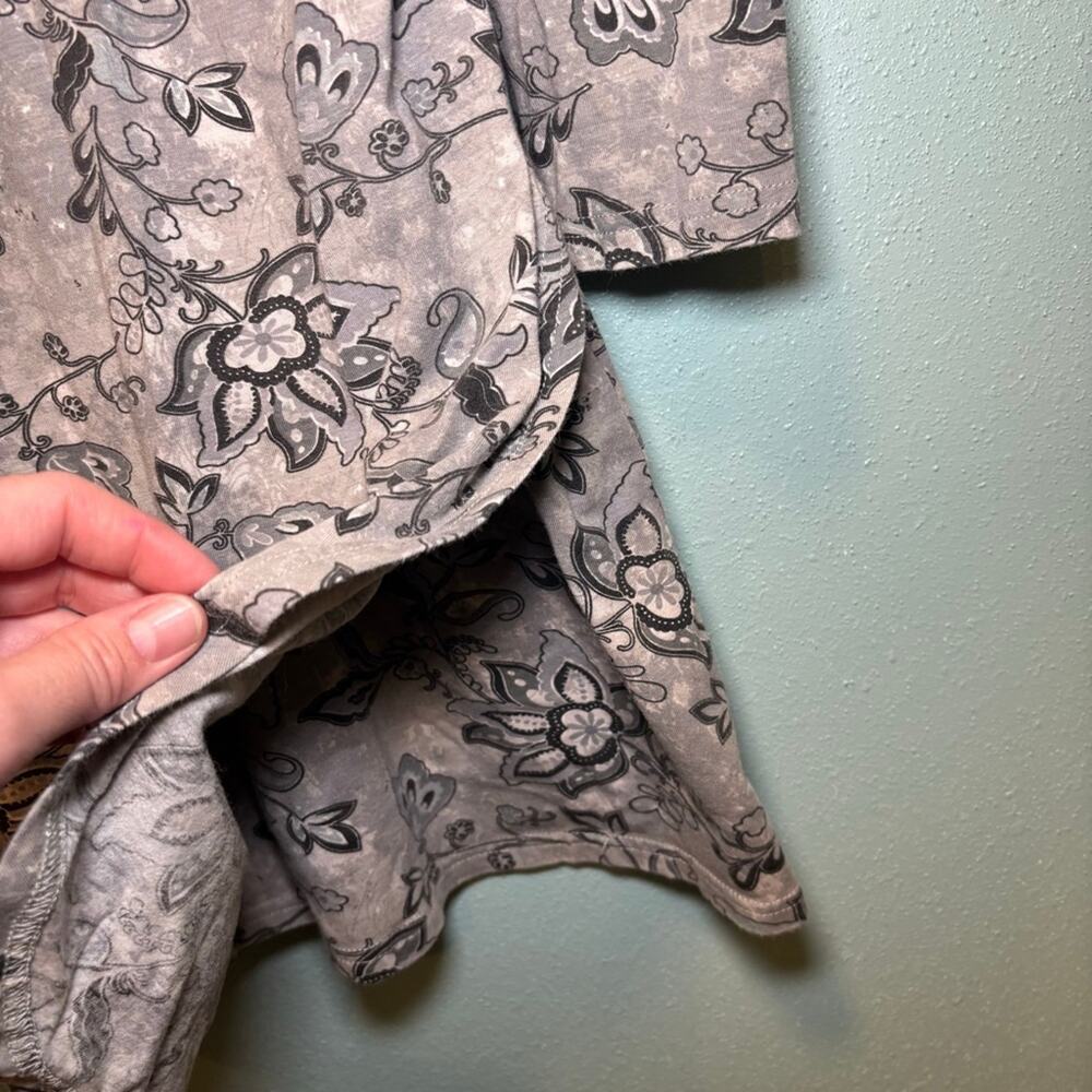 Women's Aventura Grey Black Floral Long Sleeve Dress Size L - Picture 3 of 9